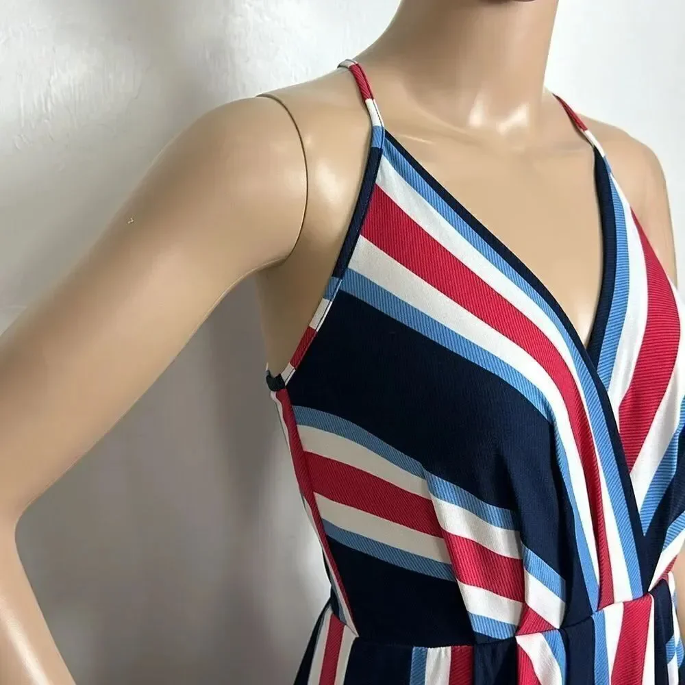 BCBGeneration Striped Sleeveless High-Low Midi Dress Size XS